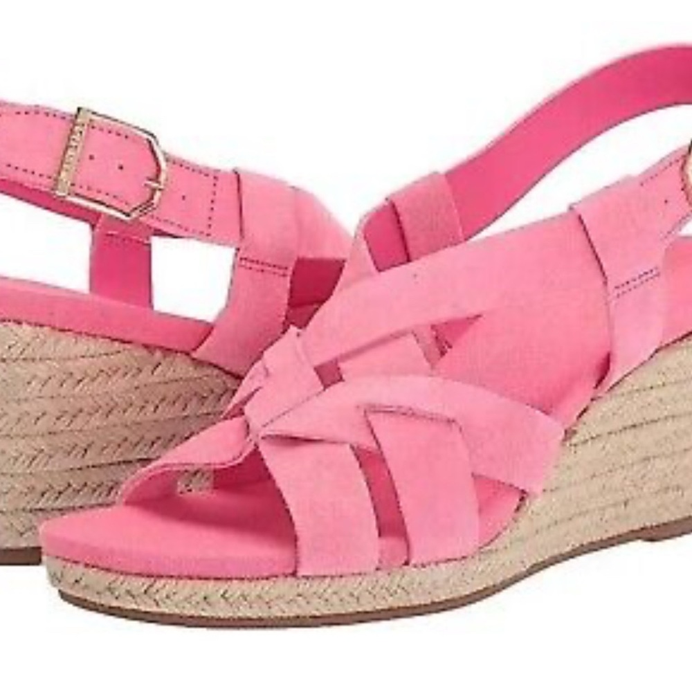 Cole Haan Women's Crystal Wedge Sandal in Fuschia Pink Suede Size 8 New